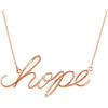 Front view of rose gold Diamond "Hope" Christian Necklace