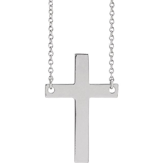 Front view of sterling silver Main Cross Christian Necklace