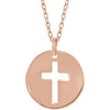 Back view of rose gold Pierced Cross Christian Necklace For Women