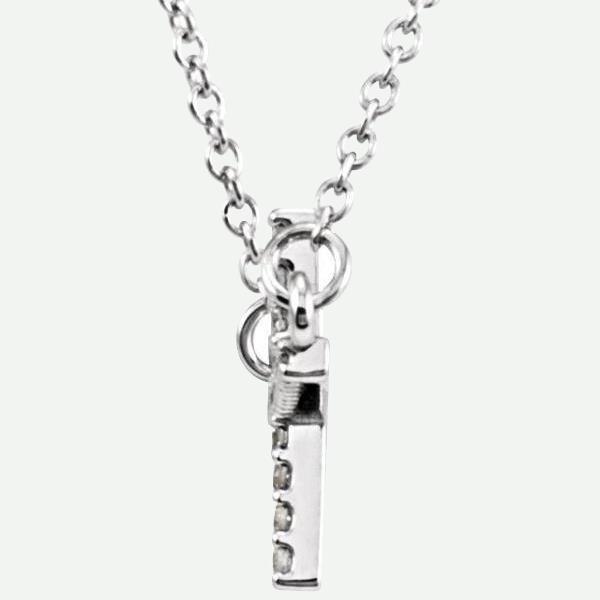 Side view of 14K White Gold Accented Sideways Cross Christian Necklace For Women | Glor-e
