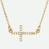 Front view of 14K Yellow Gold Accented Sideways Cross Christian Necklace For Women | Glor-e
