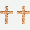 Front view of Beaded Cross 14k rose gold Christian Earrings from Glor-e