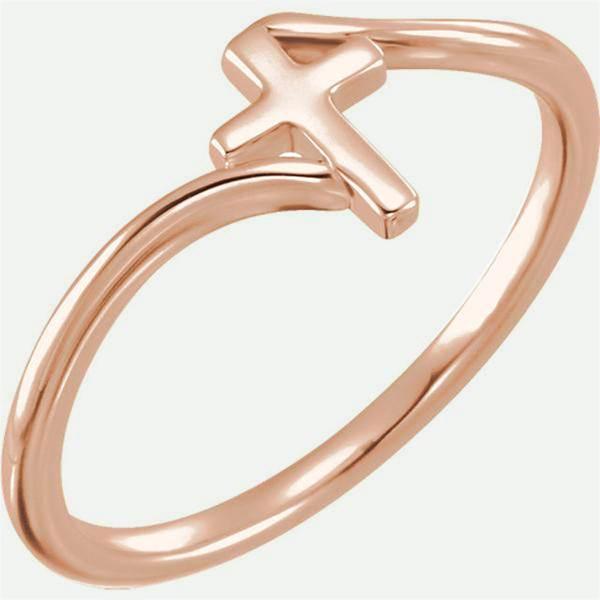 Front view of BYPASS 14k rose gold Christian ring from Glor-e