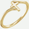 Front view of BYPASS 14k yellow gold Christian ring from Glor-e