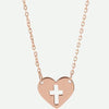 Front view of 14K Rose Gold Cross Hearted Christian Necklace | Glor-e