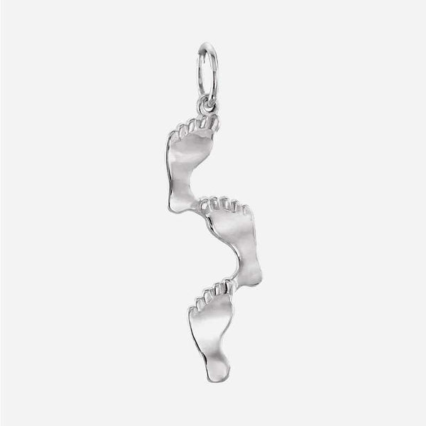 Front view of Sterling Silver FOOTPRINTS unisex Christian pendant