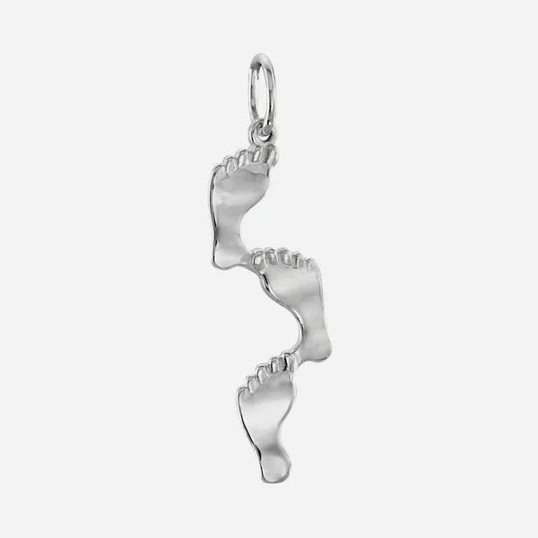 Front view of White Gold FOOTPRINTS unisex Christian pendant