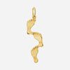 Front view of Yellow Gold FOOTPRINTS unisex Christian pendant