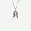 Front view of sterling silver Angel Wings Christian necklace for women