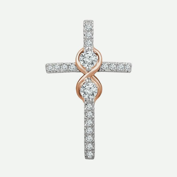 Front view of Accented Infinity-Inspired Diamond Cross Christian Pendant