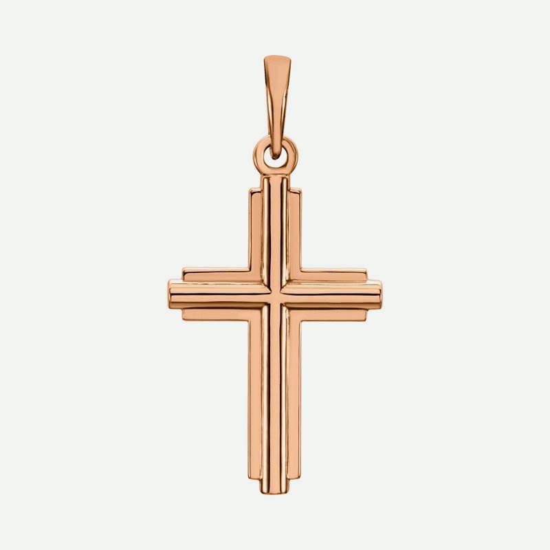 Front view of rose gold Pure Cross Unisex Christian Pendant