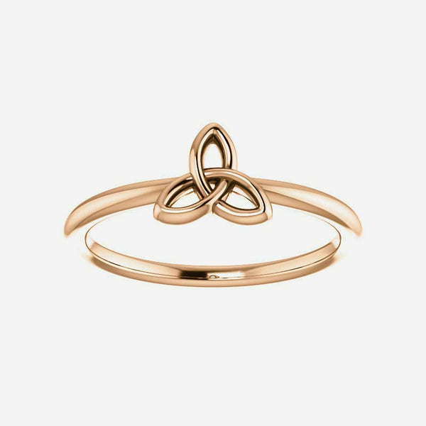 Front view of rose gold Stackable Celtic-Inspired Christian ring