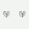 Front view of white gold Heart & Cross Christian Earrings For Women