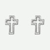 Front view of white gold Open Cross Christian Earrings