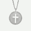 Front view of white gold Pierced Cross Christian Necklace For Women