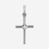 Front view of white gold Pearl Cross Christian necklace for women