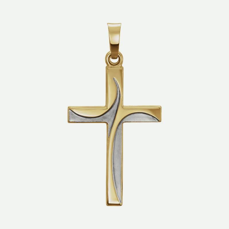 Front view of Yellow Cross Unisex Christian Pendant