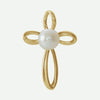 Front view of yellow gold Pearl Cross Christian Pendant For Women