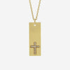 Front view of yellow gold Vertical Bar Cross Christian Necklace for women