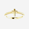 Front view of yellow gold Stackable Cross Christian Ring for women