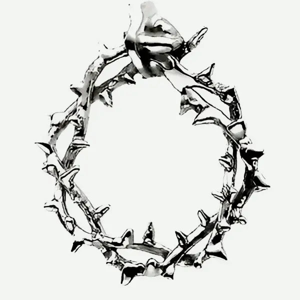 Front View of Sterling Silver Crown of Thorns Unisex Christian Pendant