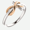 Infinity Cross White and Rose Gold Christian Ring From Glor-e Oblique View