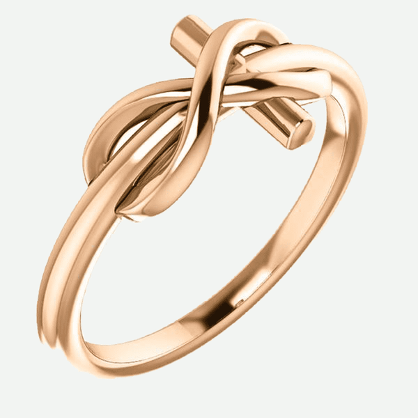 Infinity Cross Rose Gold Christian Ring From Glor-e Oblique View