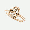 Leaning view of rose gold Crossed Heart Christian Ring For Women