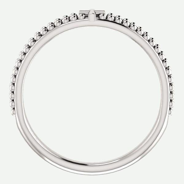 Side view of Sterling Silver Milgrain Cross Christian Ring For Women | Glor-e