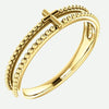 Front view of 14K Yellow Gold Milgrain Cross Christian Ring For Women | Glor-e