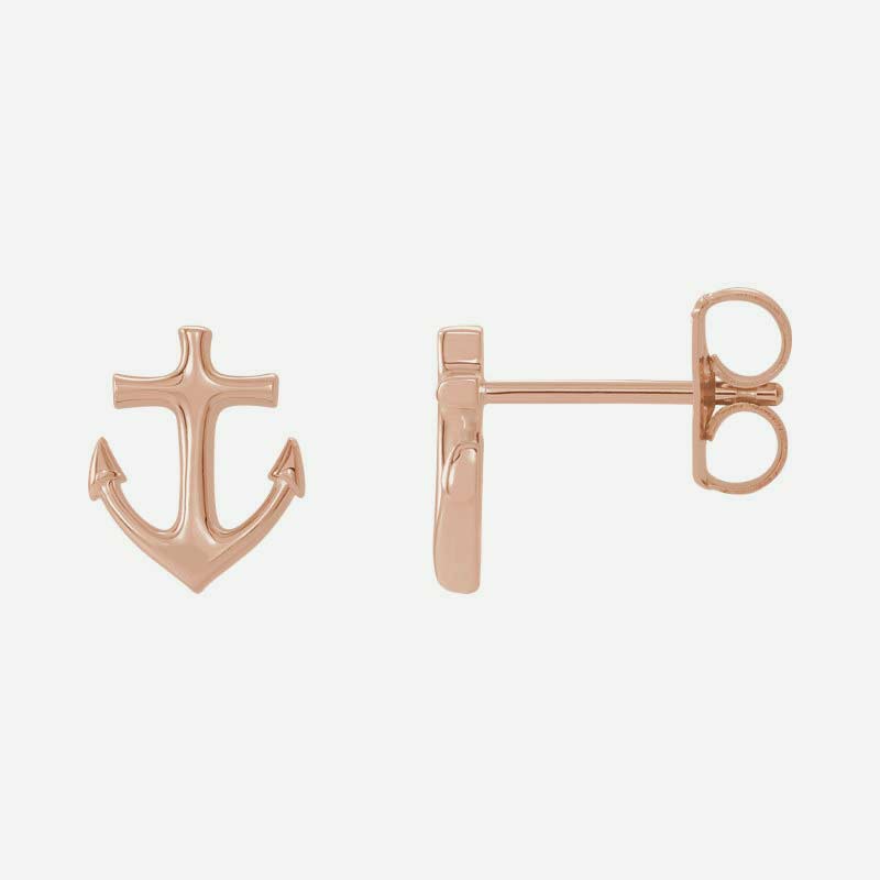 Mixed view of rose gold Anchor Christian earrings for women