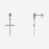 Mixed view of white gold Cross and Ball Christian earrings