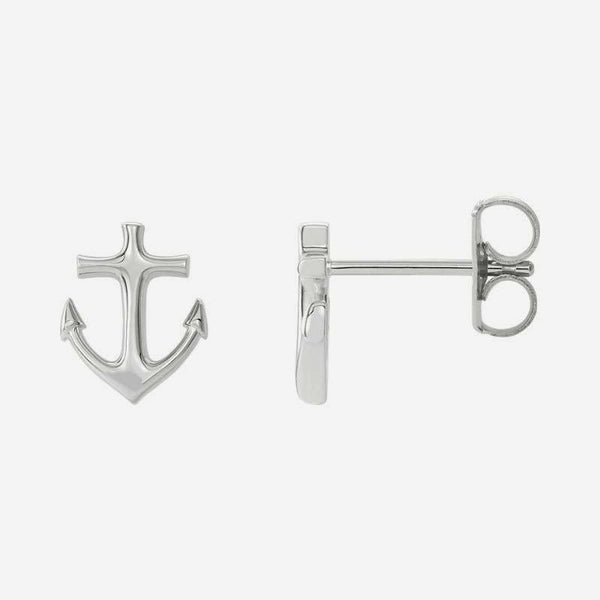 Mixed view of white gold Anchor Christian earrings for women