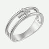 Oblique view of Negative Space Diamond Cross Christian Ring For Women