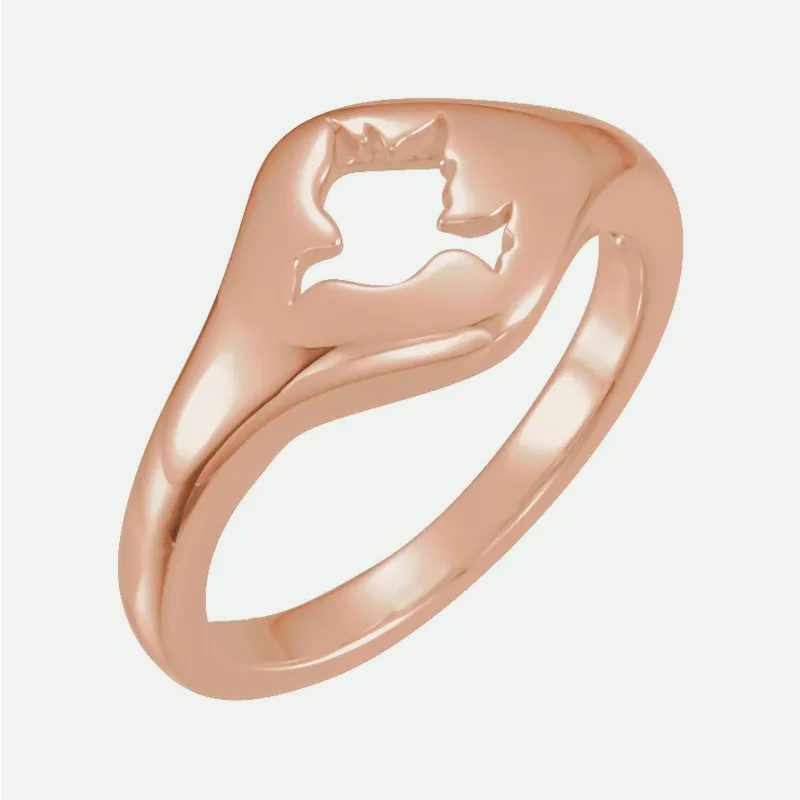 Oblique View of Rose Gold PURETÉ Christian ring for women