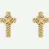 Front View Of Rope Cross Yellow Gold Christian Earrings For Women From Glor-e