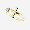 Second Oblique view of yellow gold Negative Space Cross Christian ring for women