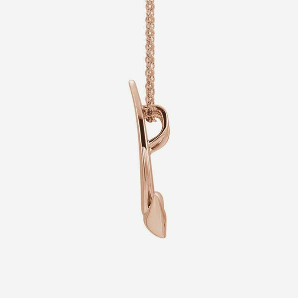 Side view of rose gold Holy Spirit Dove Christian necklace
