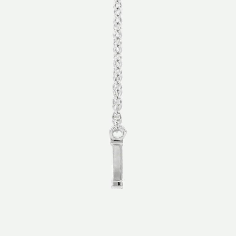 Side view of white gold Inspirational Bar Christian Necklace