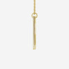 Side view of yellow gold Vertical Bar Cross Christian Necklace for women