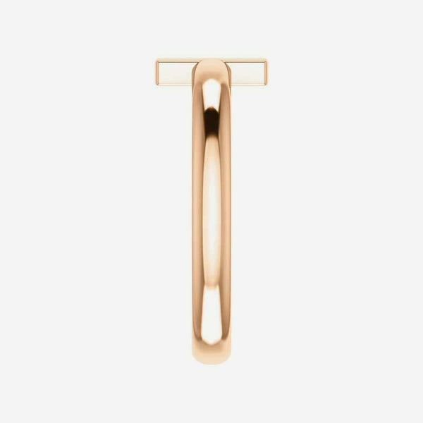 Side view of rose gold Solitaire Sideways Cross Christian Ring For Women