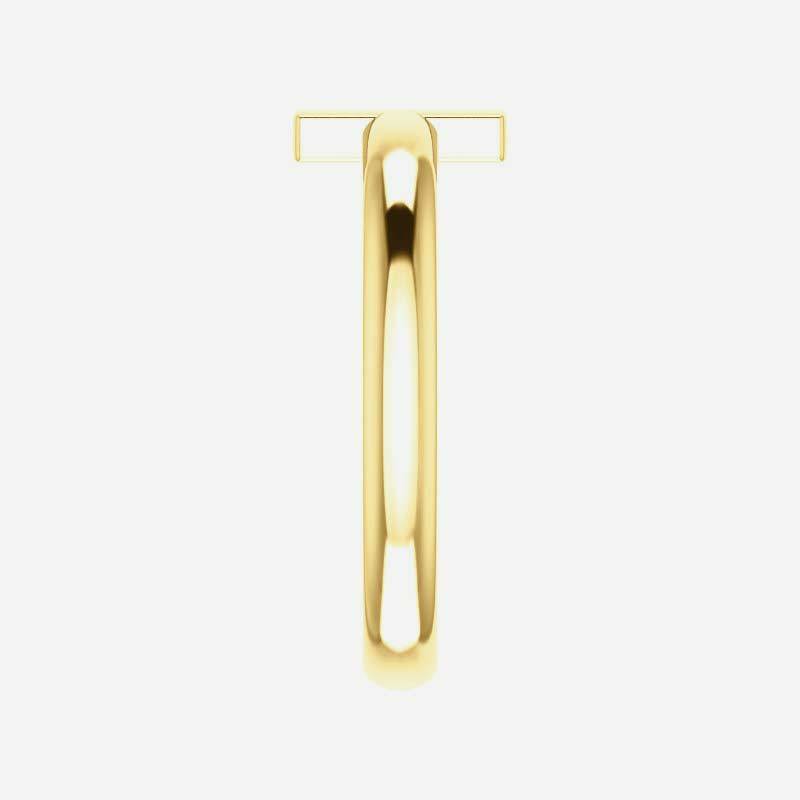 Side view of yellow gold Solitaire Sideways Cross Christian Ring For Women