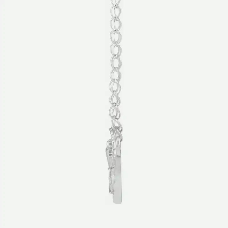 Side View of SAINTLY White Gold Christian Necklace From Glor-e