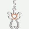 Front view of Silver Angel With Rose Gold Heart Christian Pendant For Women | Glor-e