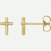 Side View of Solitaire Cross 14K Yellow Gold Christian Earring | Glor-e