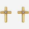 Front View of Solitaire Cross 14K Yellow Gold Christian Earring | Glor-e