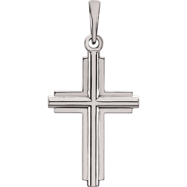 Front view of white gold Pure Cross Unisex Christian Pendant