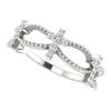 Leaning view of sterling silver Diamond Stackable Cross Christian Ring For Women