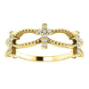 Front view of yellow gold Diamond Stackable Cross Christian Ring For Women