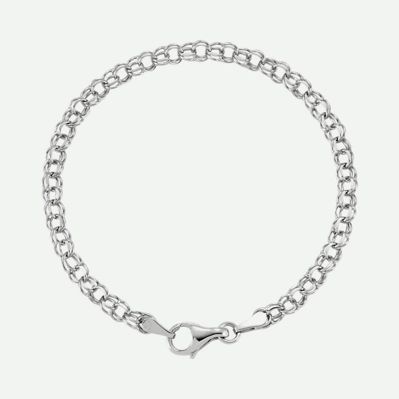 Top view of Solid White Gold Christian Charm Bracelet for women